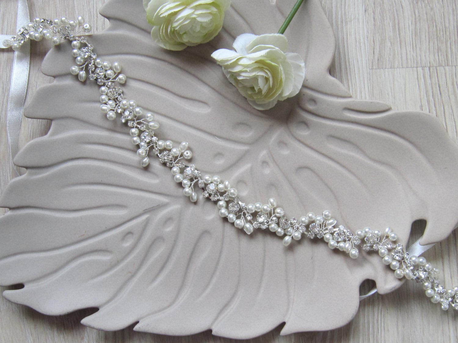 Ivory Pearl Bridal Belt: Rhinestone Wedding Dress Sash - Etsy
