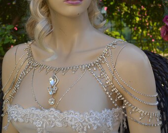 Wedding Rhinestone Jewelry, Wedding Dress Shoulder,  Bridal Shoulder Jewelry Necklace, Shoulder Necklace, Wedding Accessory