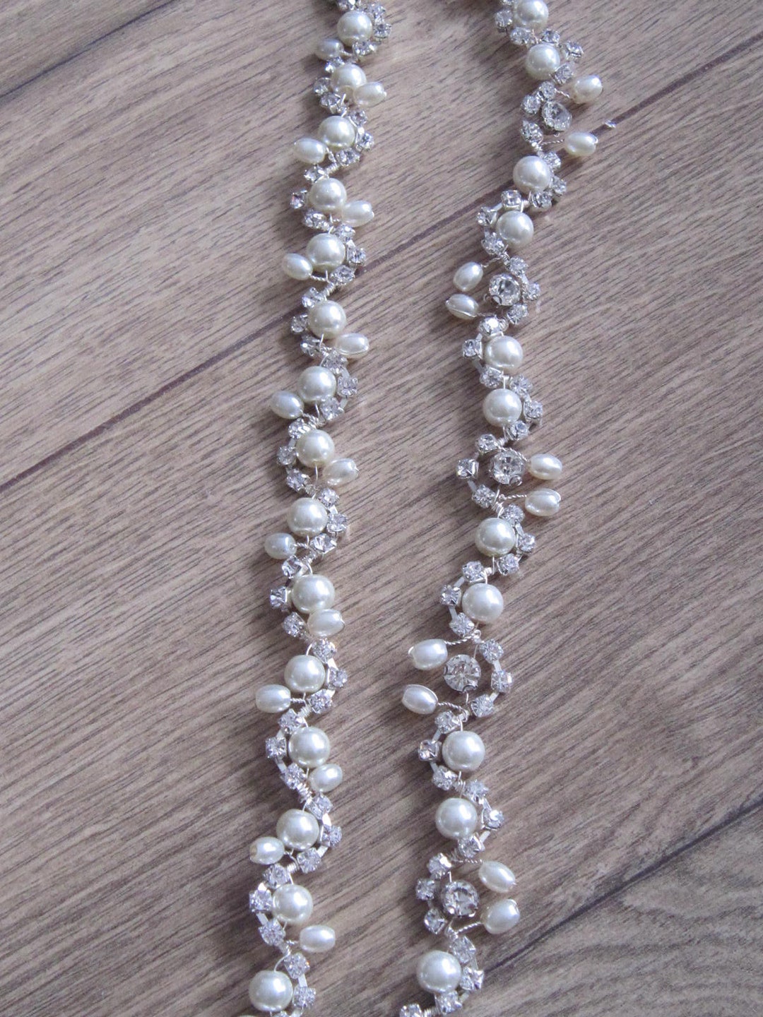 2 Accessories: Silver Headband and Belt Set Silver Wedding Headband and Belt Set: Pearl & Crystal Bridal  main image 3