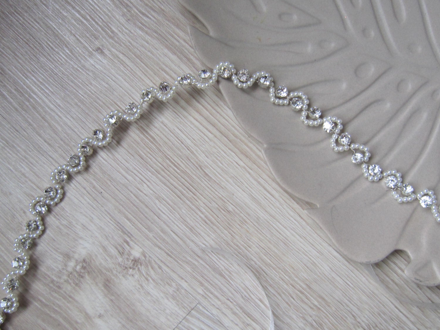 Feather & pearl headband in ivory main image 0