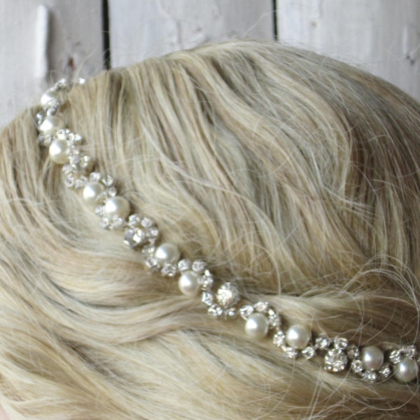 Bridal Headband, Pearl bridal headband, Rhinestone wedding headband, pearl for headband, bridal headband,pearl bridal hairband