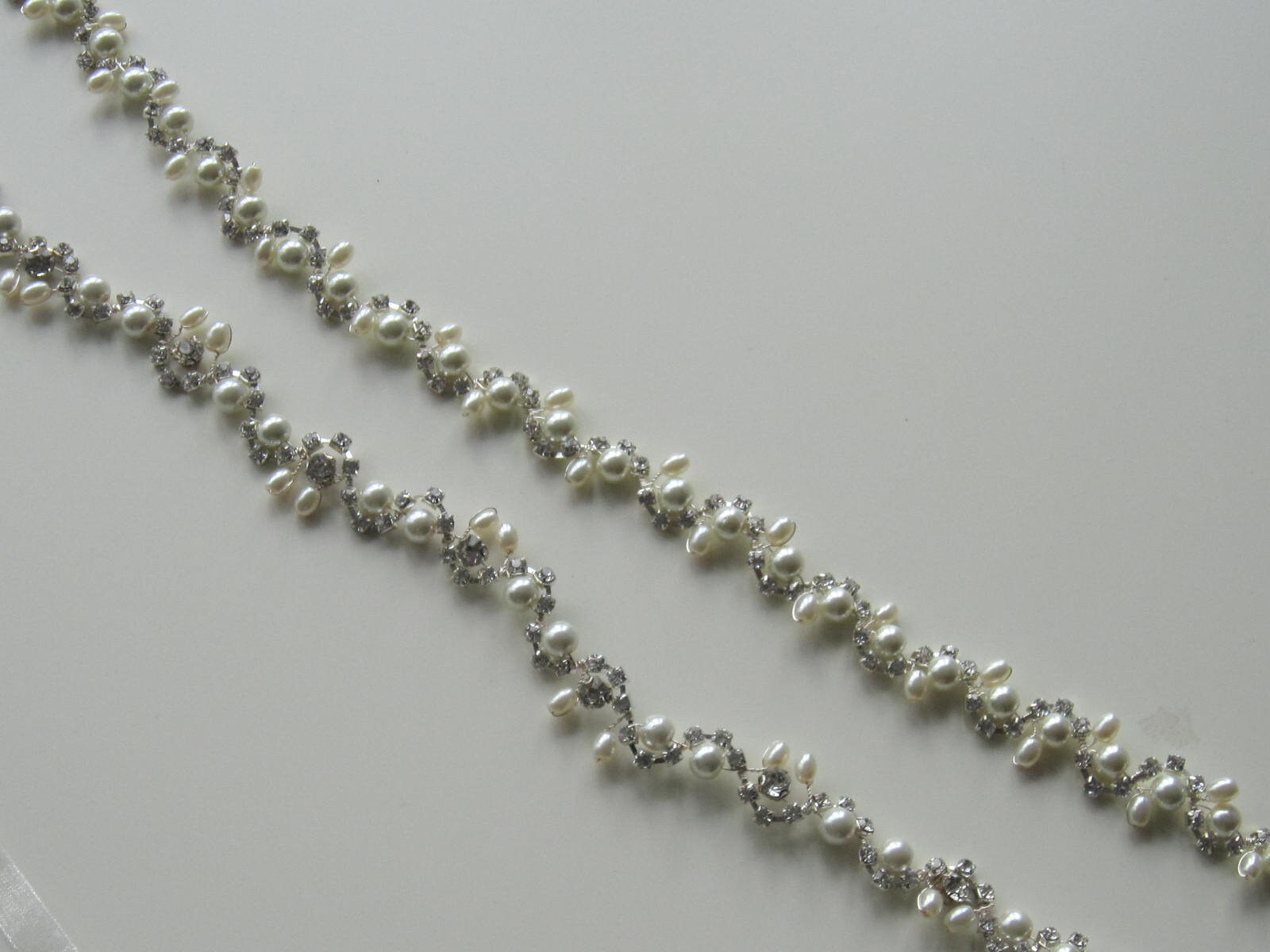 Silver Wedding Headband and Belt Set: Pearl & Crystal Bridal  display picture 1