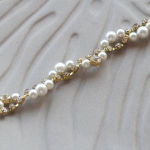 Gold Rhinestone Pearl Wedding Belt Sash: Bridal Dress Accessory