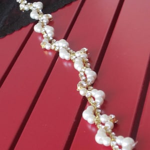 Gold Rhinestone Pearl Wedding Belt Sash: Bridal Dress Accessory
