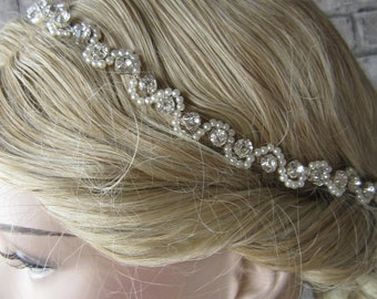 Ivory Pearl Wedding Headband, Bridal Headband, Rhinestones headband, Handmade Wedding Headband