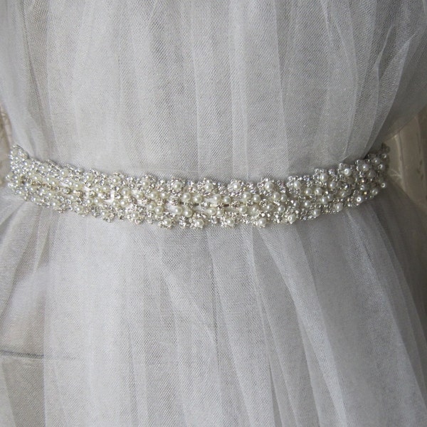 New/ Rhinestones And pearl Wedding Belt/ wedding sashs, Wedding  crystal sash belt with ivory pearls