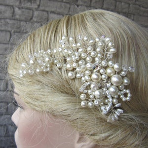 Bridal Hair Comb /with Swarovski Pearls Bridal Headpiece , Bridal Hair Piece, Pearl Hair Comb