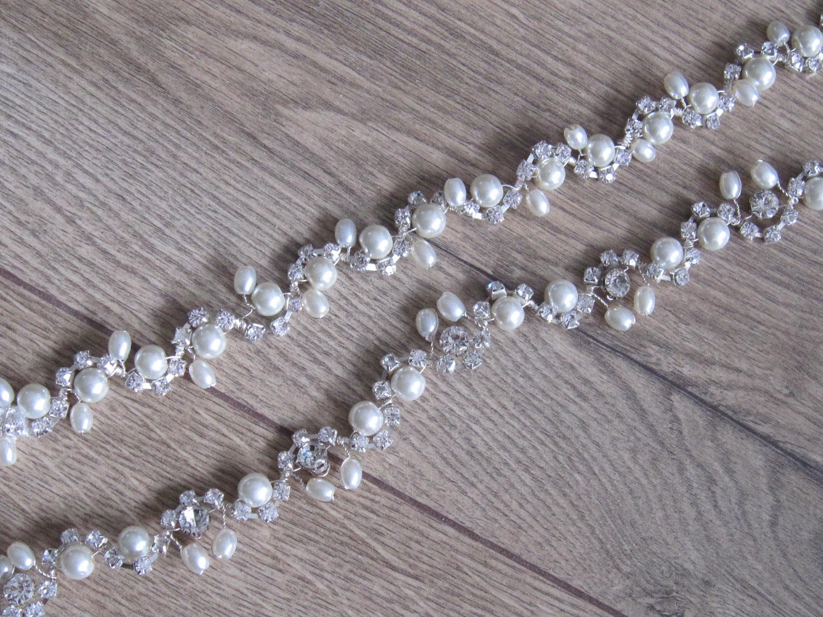 Silver Wedding Headband and Belt Set: Pearl & Crystal Bridal  display picture 2