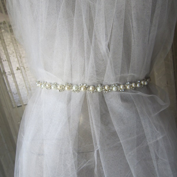 Wedding sash , bridal pearl and rhinestones Sash Belt, wedding accessories