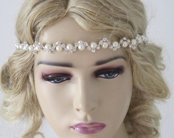 Ivory Pearl Rhinestones Bridal Headband , Bridal Headband, Wedding hairband, Bridal Hairpiece, Bridal headpiece