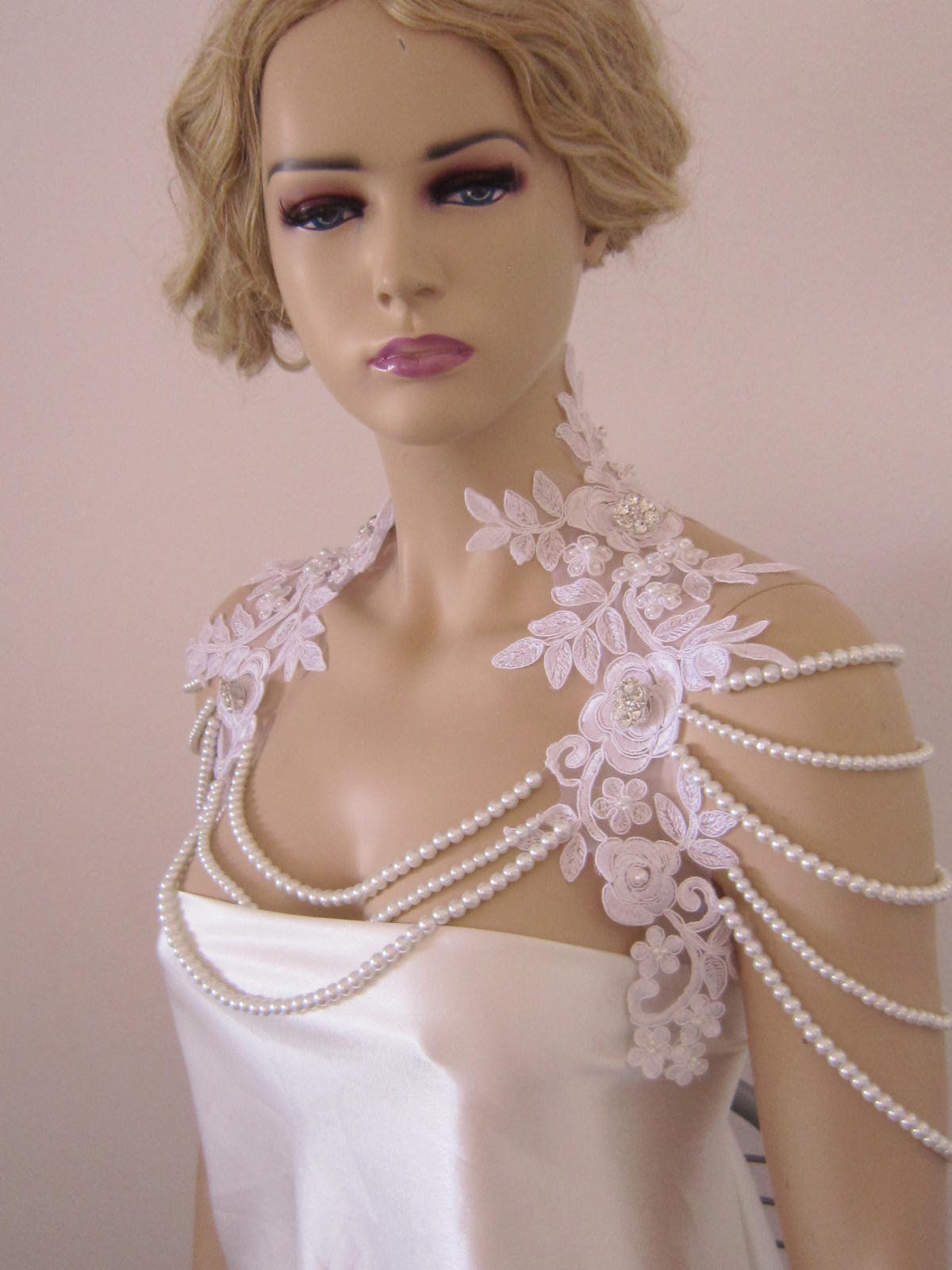 Wedding lace Shoulder wedding pearl shoulder wedding Etsy