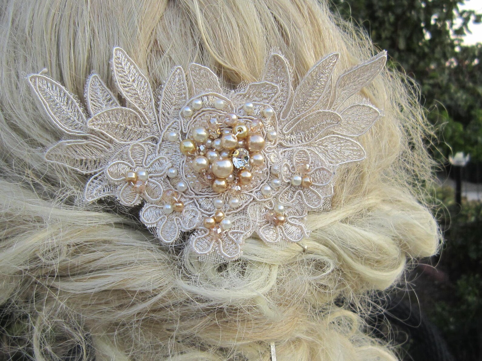 Beige Lace Hair Comb Ivory Lace Hair Piece Wedding Hair | Etsy