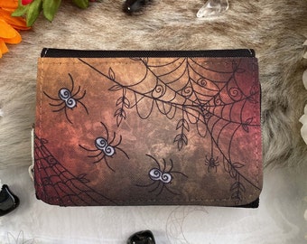 Samhain Spiders Zipper Wallet | Halloween Orange Spiderweb