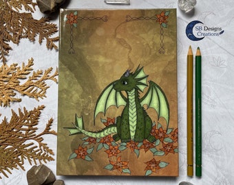 Flower Dragon Fantasy Art Notebook | A5 Hardcover Journal | Magical Creatures | Folklore and Myths | Unique Book of Shadows | Autumn Journal