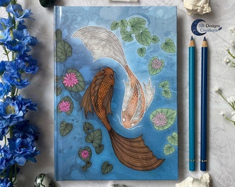 Yin Yang Koi Carp Hardcover Journal | A5 Magic Dream Notebook