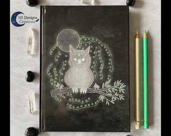 Owl  | Spirit Animal | Hardcover notebook A5 | Spirit Guides | Animal Art Spiritual | Witch Bos Journal | Pagan Art | Spell Journal | Witchy