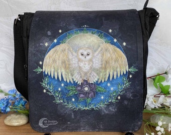 Barn Owl Spirit Animal Bag, Totem Animal, Owl Design Bag, Spiritual Shoulder Bag, Animal Kingdom Gift, Full Moon Witch Pagan Bag, Familiair