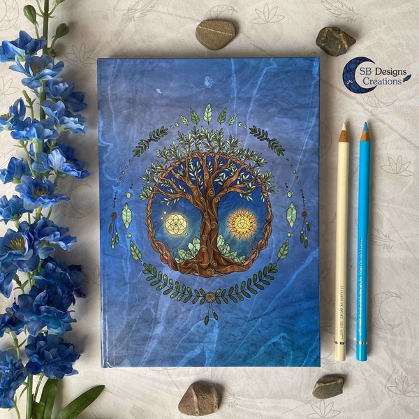 Tree of Life Hard Cover Notebook A5 | Celtic Spiritual Dream Journal | BOS Spellbook | Spell journal | Fantasy Art Notebook Unique Gift