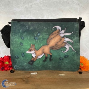 Kitsune Fox Spirit Messenger Bag | Mythological Creatures Shoulder Bag | Magical Creatures | Pagan Art Fox Spirit Shoulder Bag