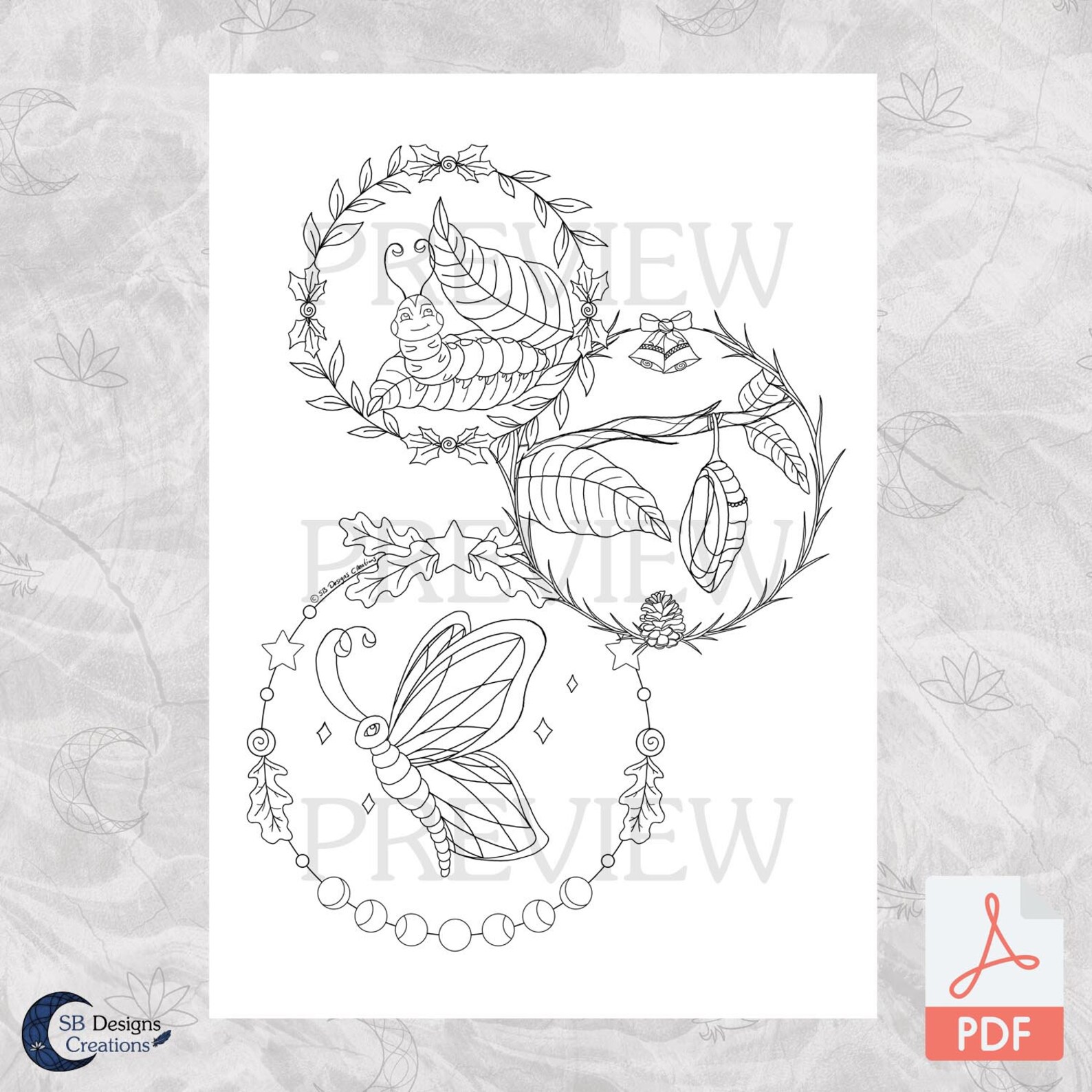 Life Cycle of a Butterfly Coloring Page Spiritual DIY | Etsy