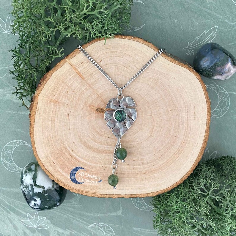 Monstera Pendant Green Witch Jewelry Leaf Jewelry Elf Etsy