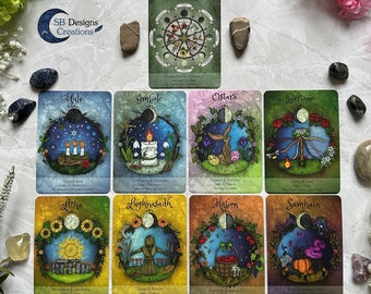 Wheel Of The Year Affirmation Cards | The Eight Sabbats | English or Dutch Affirmation Card Set| Witch Altar Cards | Pagan Sacred Space