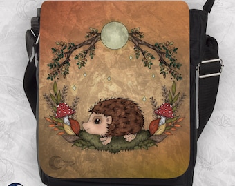 Hedgehog Autumn Shoulder Bag Square, Animal Spirit, Nature Illustration, Nature Magic Art, Hand Drawn Art, Nature Vibes, Forest Magic