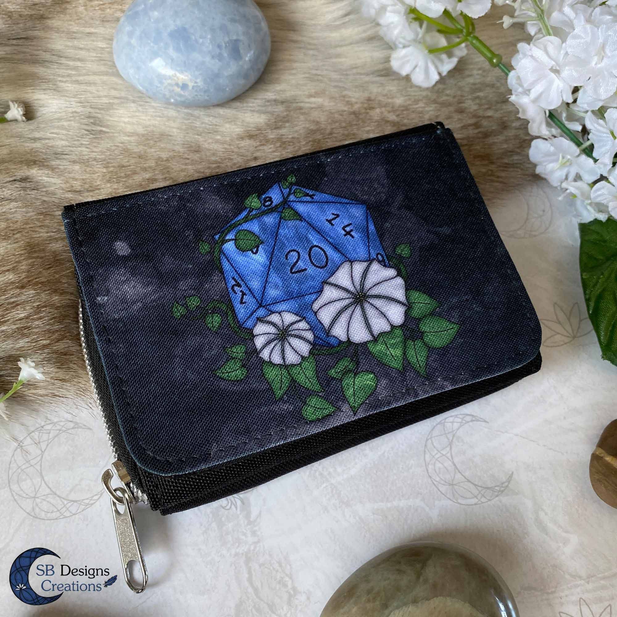D20 Dice Moonflowers Wallet | Dnd Fan-art | Dnd Dice | DND Zipper ...