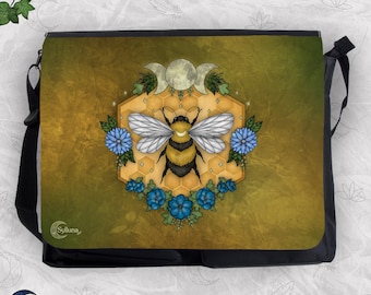 Bee Animal Shouder Bag, Bumbelbee Messenger Bag, Hand Drawn Illustration, Animal Spirit Art, Unique Animal Design Bag, Cross Body Laptop Bag