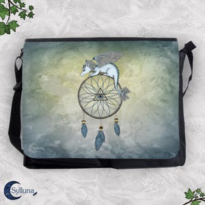 Air Dragon Big Shoulder Bag, Rectangular Bag, Fantasy Crossbody Bag, Magical Creatures, Air Magic, Fantasy Art, Dragon Magic, Light Blue Bag