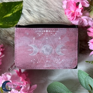 Pink Triple Moon Wallet | Moon Magic Art Zipper Wallet | Moon Witch | Occult Wiccan Pagan | Fantasy Wallet | Magical Witchy Gift for her