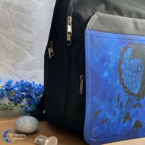 Raven Dream Catcher Backpack Spirit Animal Art Fantasy Bag Firm Black Bag Spiritual Art Bag Raven Spirit Witch Bag Dream Magick image 2