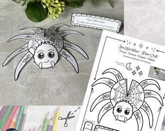 Printable Spider with Affirmation Sign | Standing Paper Craft | 3D Printable Decor | Instant Digital Download | DIY Affirmation Figure | PDF