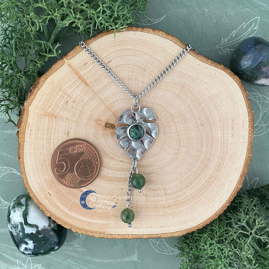 Monstera Pendant Green Witch Jewelry Leaf Jewelry Elf Etsy