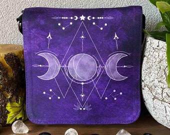 Purple Triple Moon Shoulder Bag | Witchy Geometric Purse