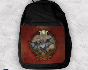 Bat Animal Backpack, Spooky Spiritual Art, Animal Spirit Bag, Bat Art, Sturdy Backpack, Animal Gothic Art, Nature Magic Bag, Vampire Bat Art