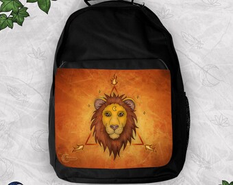 Lion Fire Element Art, Fantasy Art, Magical Creatures Fantasy Bag, Inner Fire Spirituality, Sturdy Backpack, Bag for School, Lion Spirit