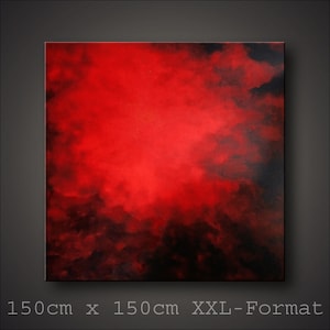 XXL SIZE Format 150 x 150 cm, Red, Red Large Abstrakt Painting, Unique, ORIGINAL!