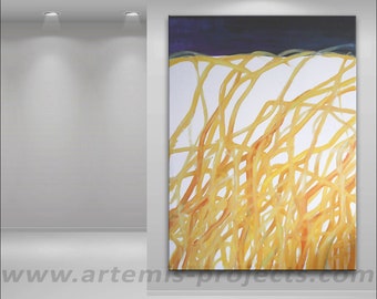 150 X 110 cm, Quadro grande, Quadro grande, Formato grande, Oro Blu Arancio, ORIGINALE, PITTURA XXL, Unikat, Unico! Oversize