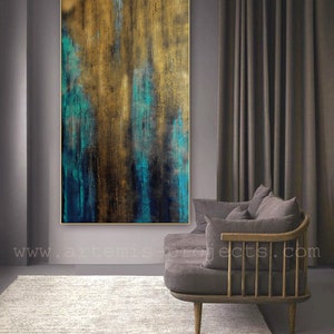 XXL Size, LARGE FORMAT, 148 x 78 cm, Gold, turquoise, Structures, UNIKAT, Abstrakt Large Painting, Unique!