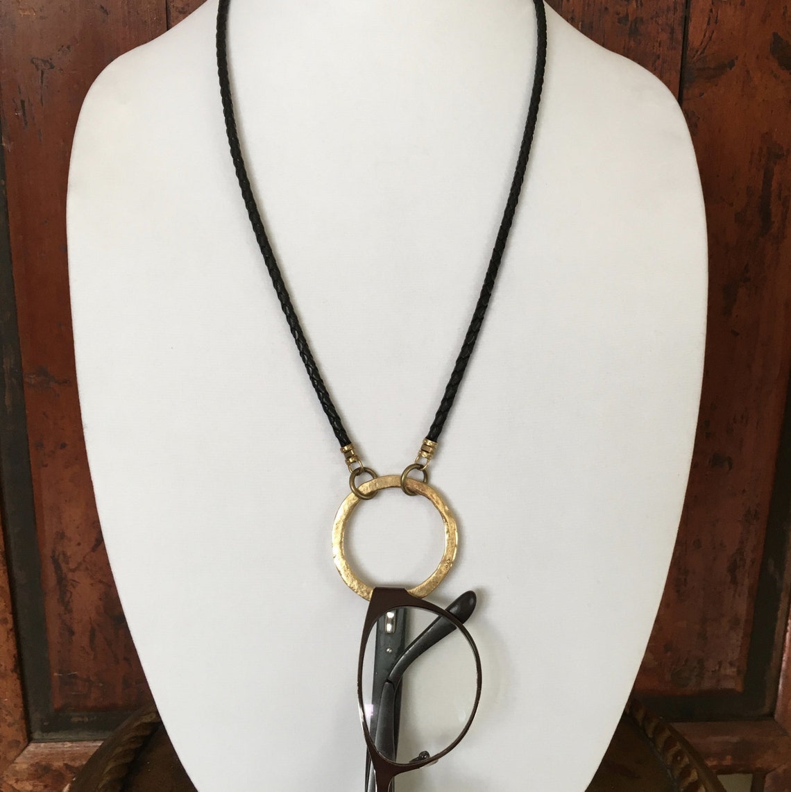 Eyeglass Necklace Gold Circle Eyeglass Necklace Black Etsy