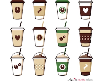 Clipart di tazze da caffè, illustrazioni vettoriali di caffè, caffettiera, pausa caffè, espresso, cappuccino, latte, moka, caffè freddo, tazza di carta