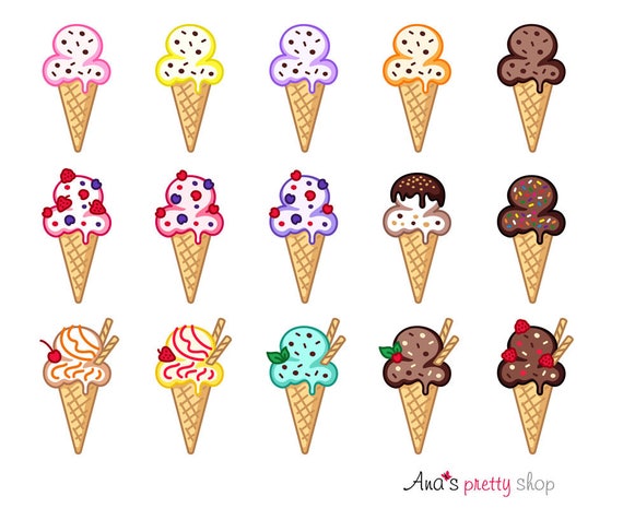 Ice Cream Clipart Ice Cream Cone Chocolate Ice Cream Etsy