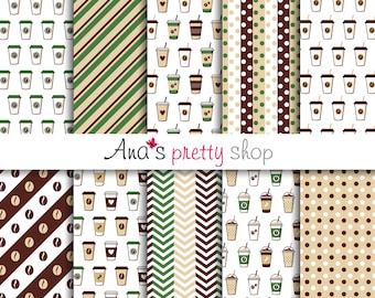Clipart di documenti digitali, clipart di tazze da caffè, clipart di regali di carta, clipart di motivi, motivo di chicchi di caffè, clipart di feste