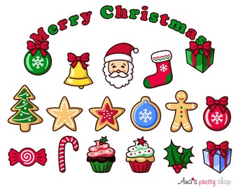 Christmas clipart, Christmas cookies clipart, Christmas cupcake, sweets, Christmas tree, Santa Claus, Christmas gift, Christmas toys