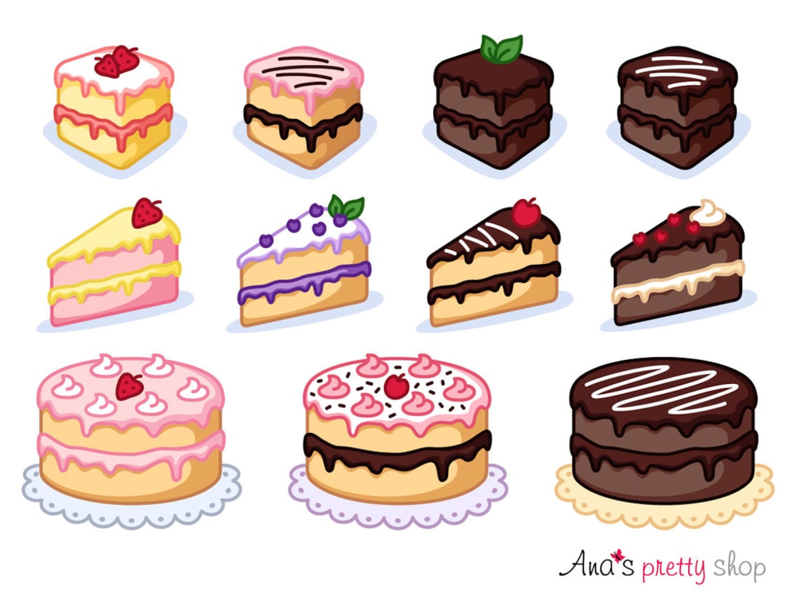 Cake Clipart, Piece of Cake Clipart, Bakery Clipart, Pastry Clipart