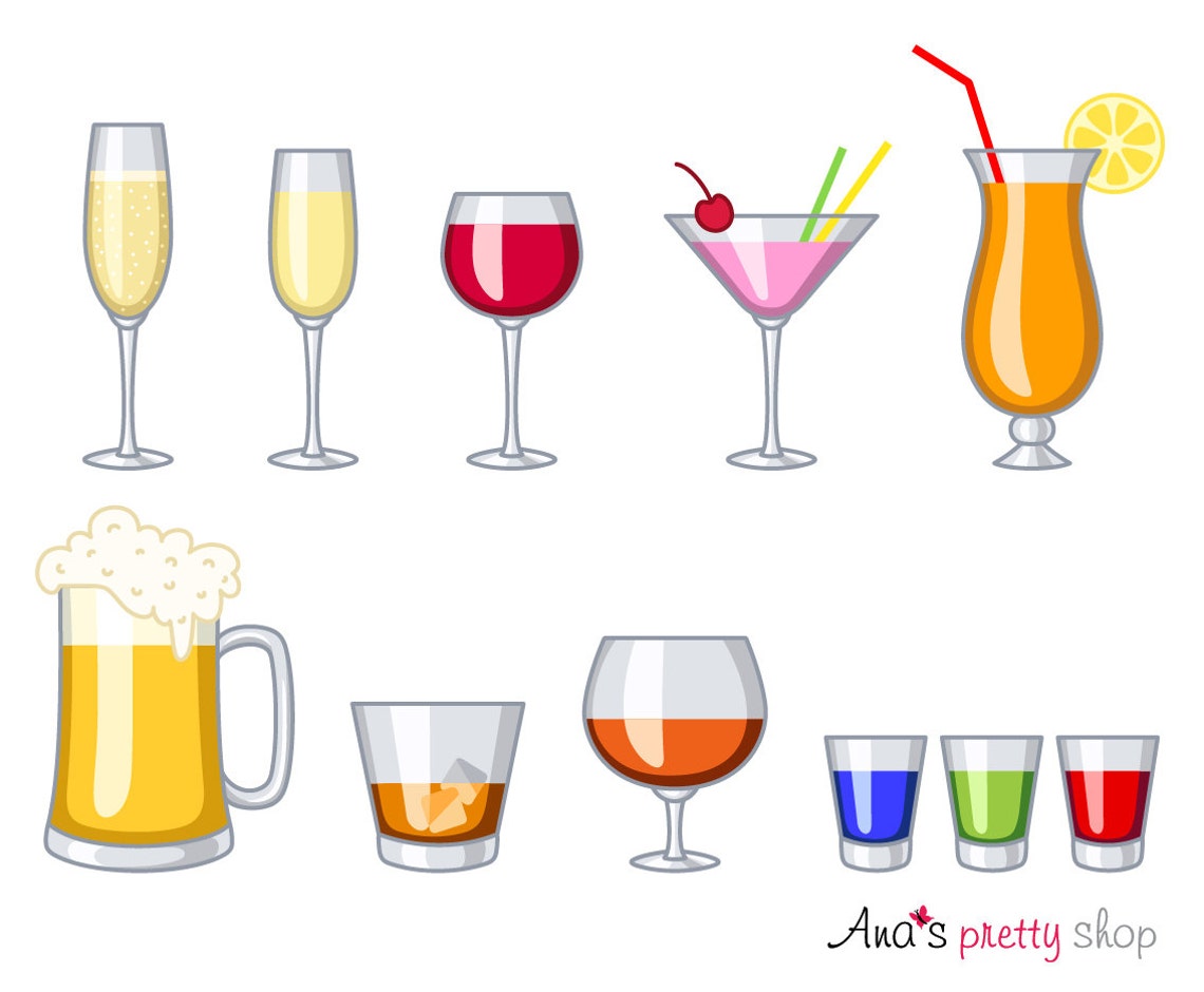 Alkohol Gläser Clipart Getränke Glas Wein Champagner Etsy