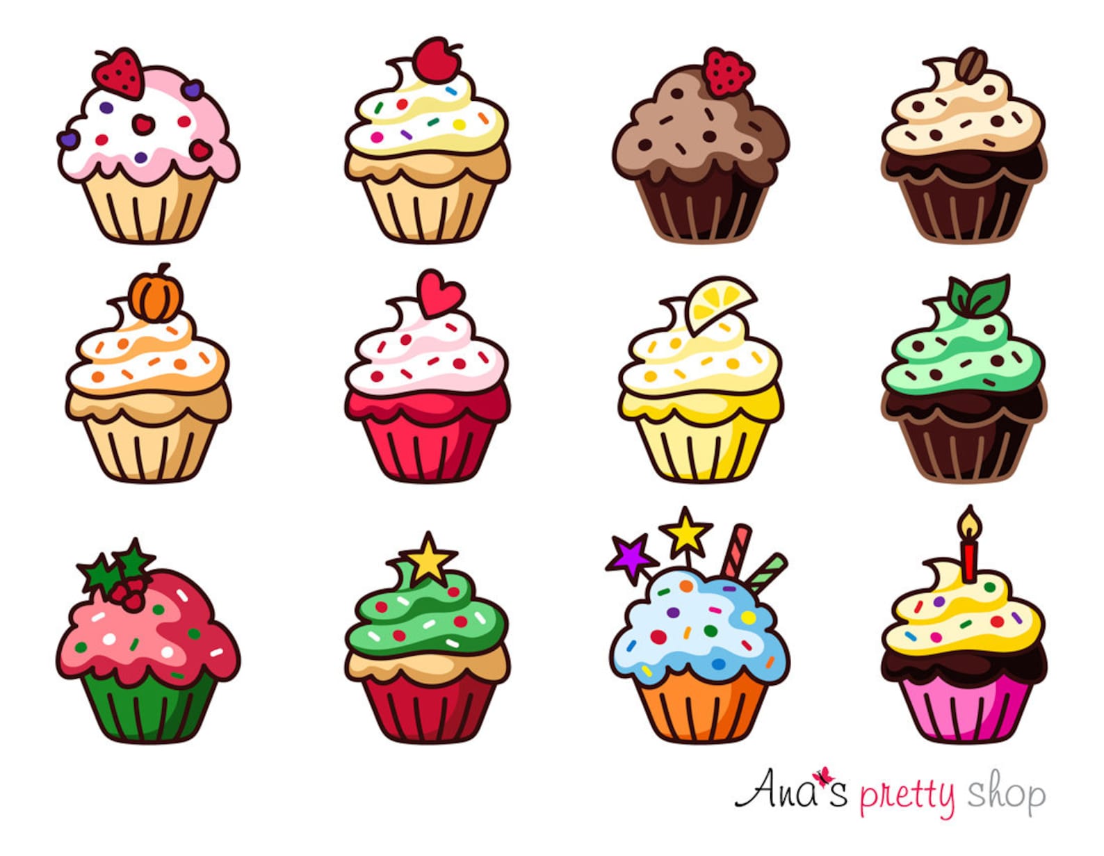 Cupcake Clipart Vektor Grafik Muffin traditionell roter - Etsy.de