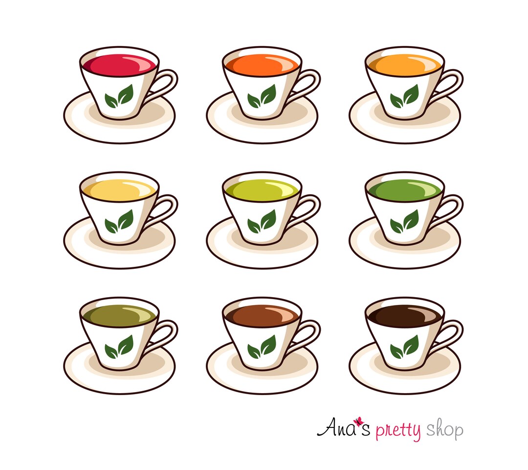 Tea Clipart, Vector Graphic, Hot Drinks Clipart, Green Tea, Black Tea ...