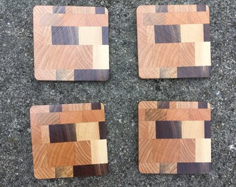 Wood Coasters - Set of 4 - Unique Wedding Gift - House Warming - Coasters – One of a kind - Hosting Gift - Teacher Gift - New Apartment